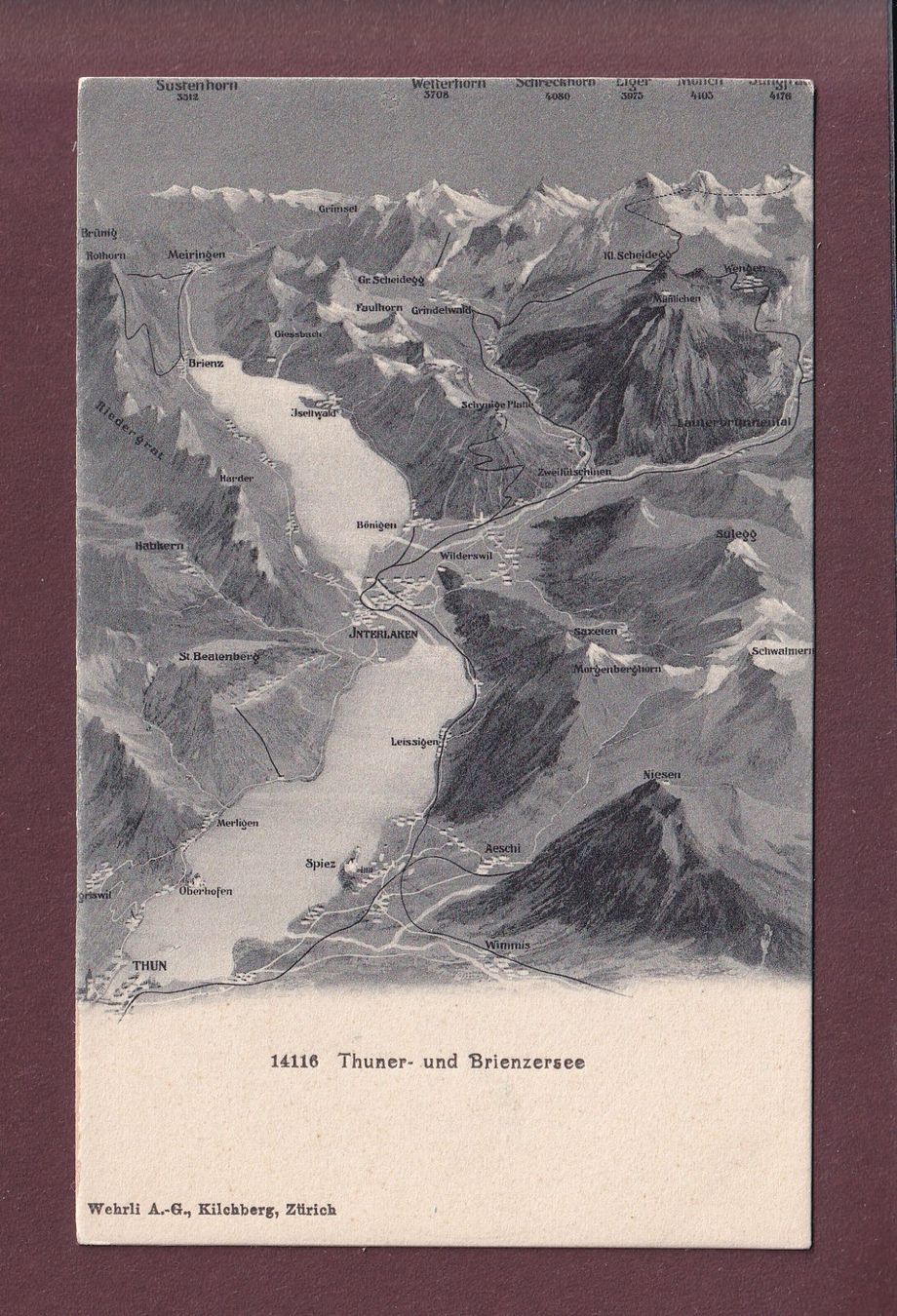 Cartoline postali: THUNER- und BRIENZER-SEE – Usato da Pully venduto da nicecards