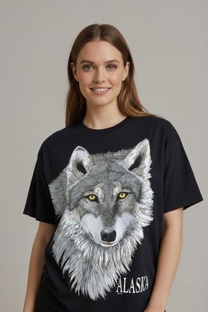 Gildan Alaska Wolf Grafik T-Shirt - Größe L
