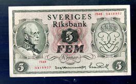 Sweden 5 kronor 1948 TOP grade AU+