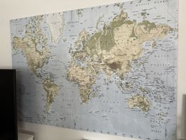 Weltkarte Wandbild Dekoration Ikea, guter Zustand