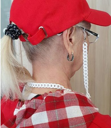 NEUE Brillenkette uni weiss 65 cm lang - 223255