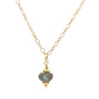 Silberkette fein gelbvergoldet mit Labradorite 45 cm