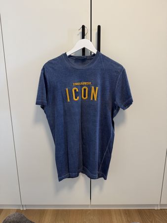 Dsquared2 Icon T-Shirt blau mit gelbem Schriftzug