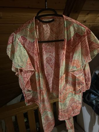 Seidige Damen Wickelbluse bunt Grösse S/M 