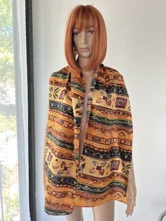 Scarf with ethnic pattern orange green