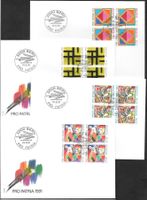4 FDC Pro Patria 1991 Serie Viererblöcke ET 14.5.1991