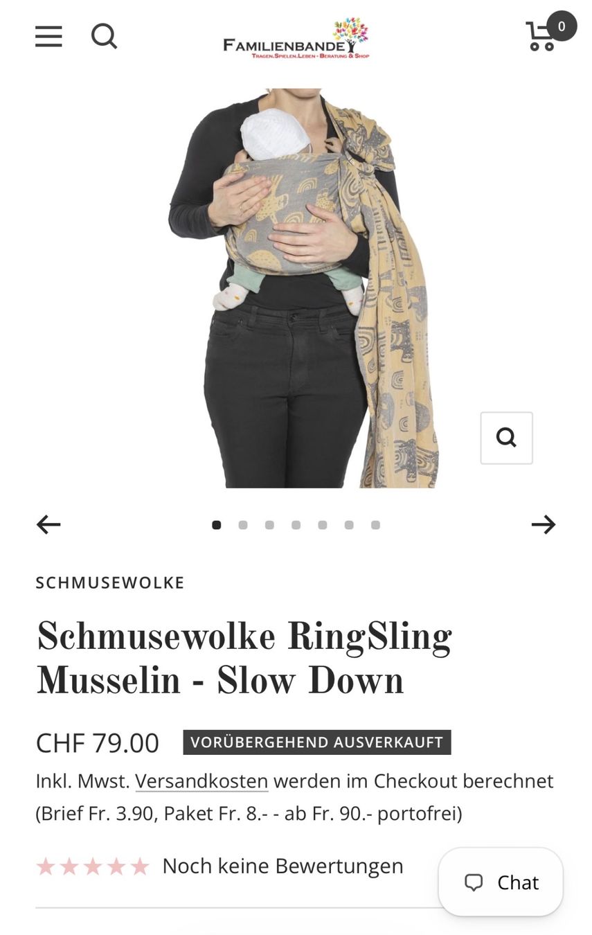 Marsupi portabebè: Schmusewolke RingSling Musselin - Slow Down – Nuovo (secondo la descrizione) da Winterthur venduto da dsalmina 1