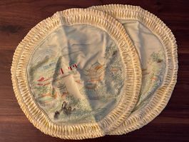 AIR CHINA Seiden-Kissenbezüge Brokat (2 Stk.) Vintage