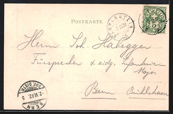 Cartoline postali: AK Wattenwil, Ortsansicht mit Kirche – Usato da Berlin venduto da bartko-reher 1