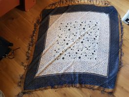 Tuch Schal Foulard 100x100 blau/braun/beige