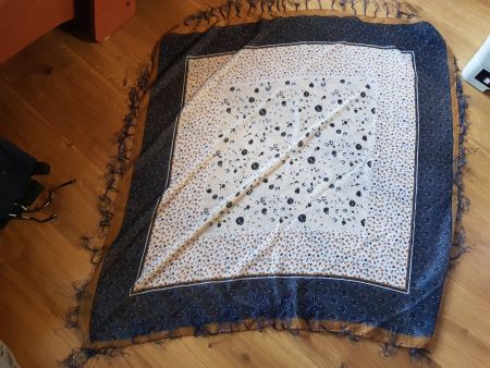 Tuch Schal Foulard 100x100 blau/braun/beige