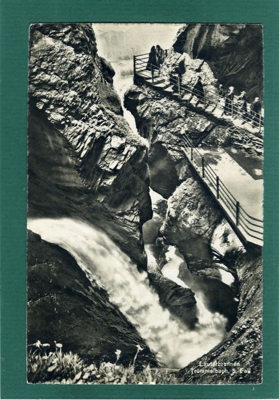 Cartoline postali: Trümmelbach 5. Fall, belebt, 1948, gelaufen – Usato da Sargans venduto da Hausi1951