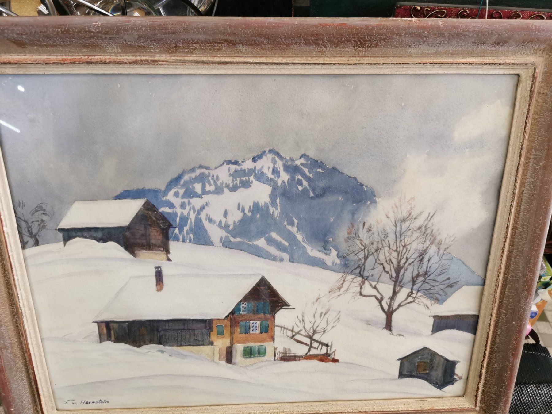 Dipinti: VUE DE GSTAAD AQUARELLE SIGNÉE HORNSTEIN – Usato da Genève venduto da Qanil77 2