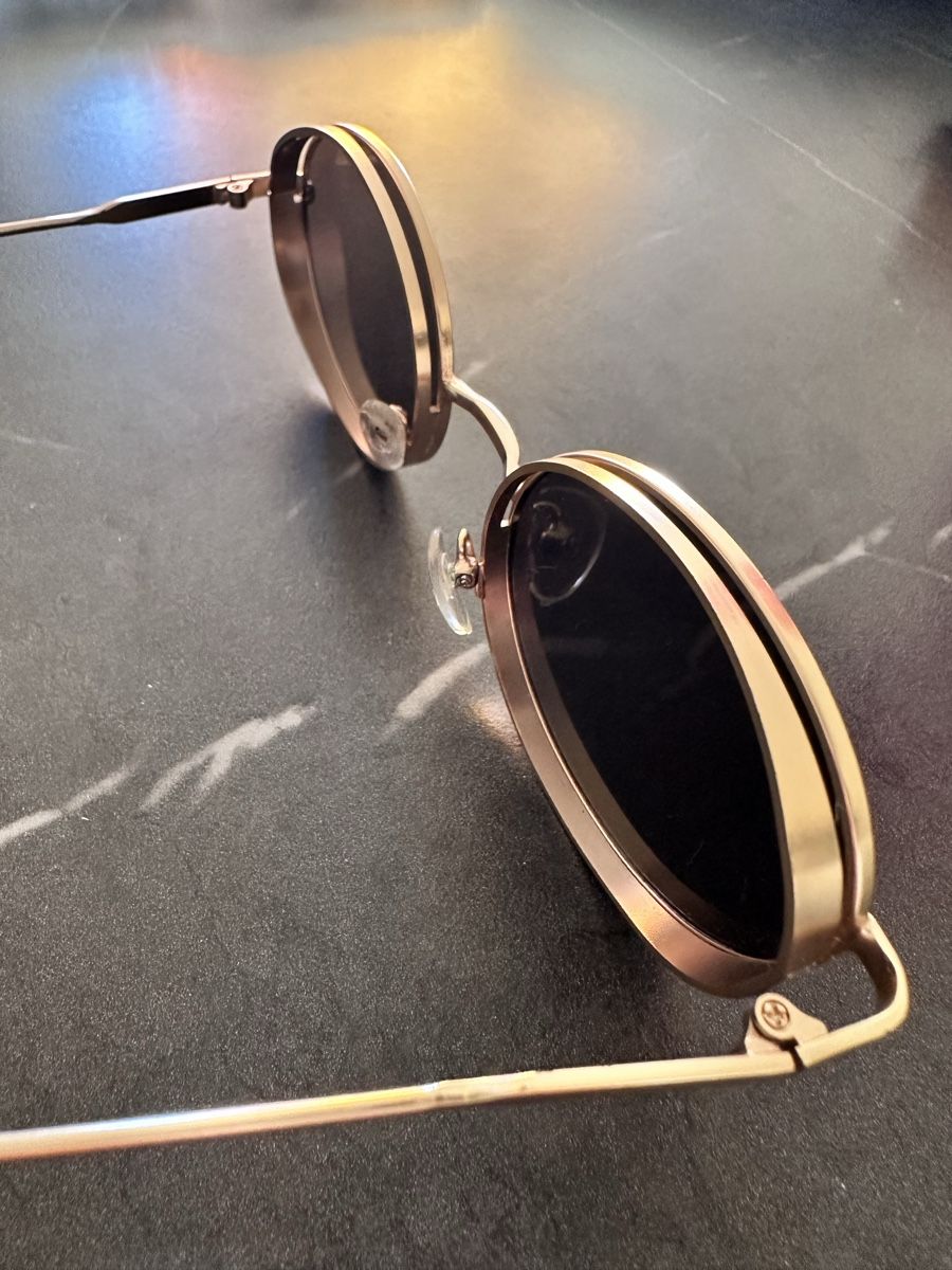 Occhiali & Lenti: Runde Sonnenbrille Mattgold Schwarz – Nuovo (secondo la descrizione) da Zürich venduto da ElissZurich 5