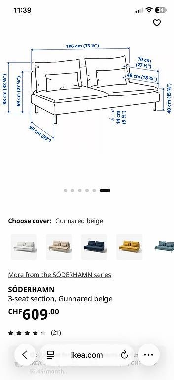 Sofas: IKEA SÖDERHAMN  Large Modular Sofa – D'occasion à Zug par lou_nx8t 2