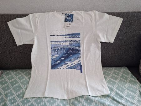 UNIQLO UT Japanese UKIYO-E blue×MFABoston/ T-Shirt New/L!