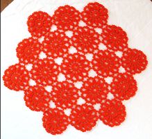Handmade , Tischdecke Gehäkelt, Orange Farbe , 44 cm