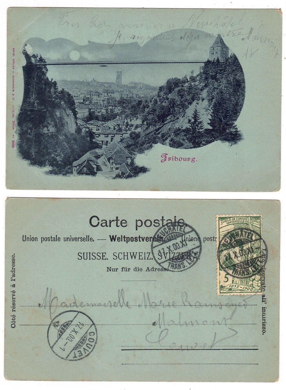 Cartoline postali: Fribourg – Usato da La Tour-de-Peilz venduto da amjust