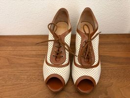 Bally Damenschuh weiss/cognac Gr. 38 - super Zustand