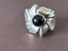 Silberring onyx silberblume (rg 54)
