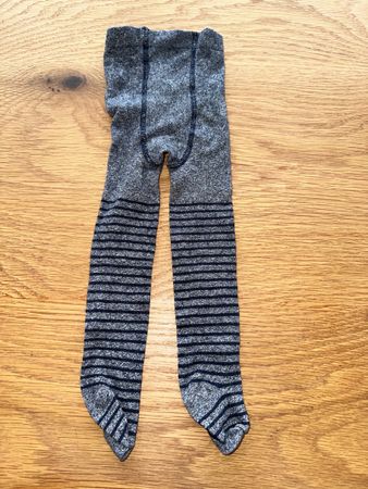 Warme Strumpfhose, geringelt Gr. 68/74grau/blau gestreift