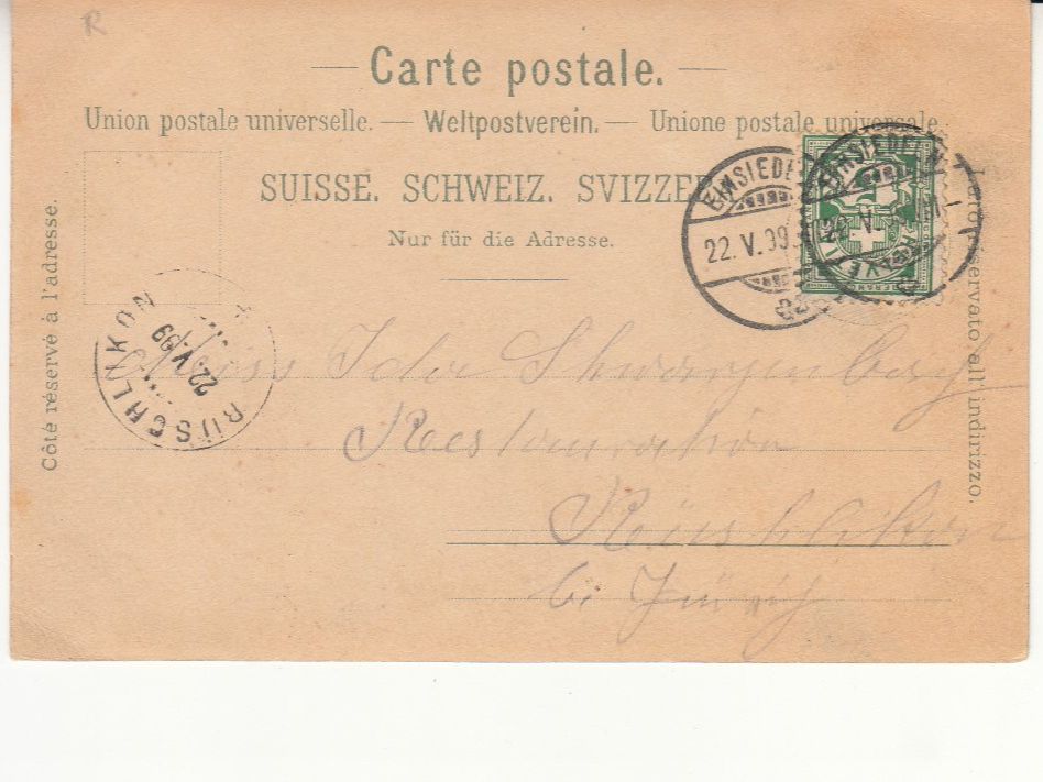 Cartoline postali: Einsiedeln 1899 – Usato da Bürglen TG venduto da StampGraf 1