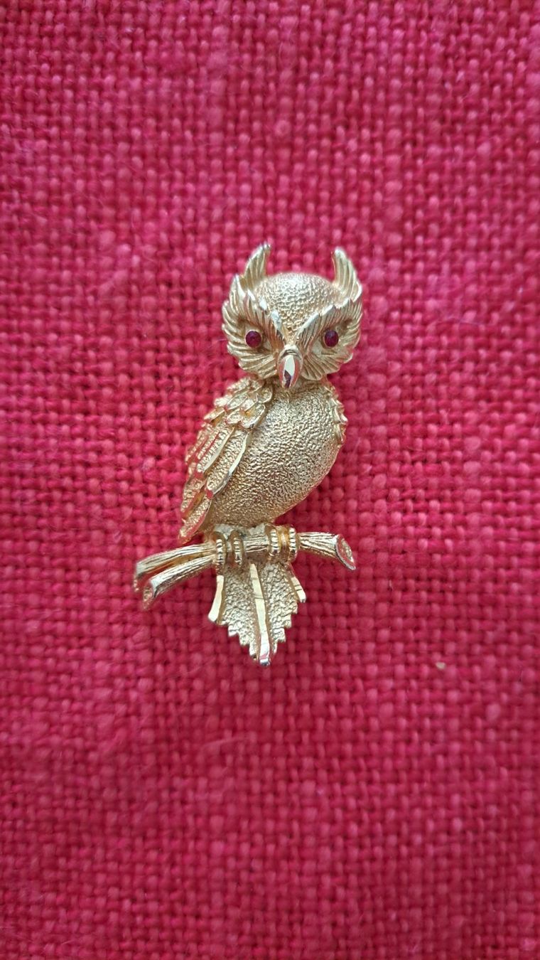 Spille & Fermagli: broche hibou dorée des années 70 – Nuovo (secondo la descrizione) da Chêne-Bourg venduto da n4r_7kyb