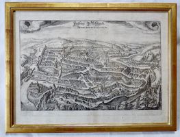 Gravure de Merian Fribourg / Stadtplan graviert vom Merian