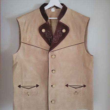 Trachtenweste Wildleder beige braun Stickerei neuwertig