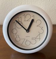 Tischuhr / Küchenuhr rund aufstellbar weiss Quartz Batterie