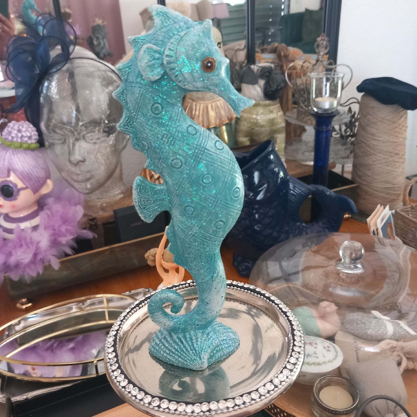 Statuette: DEKO: Zwei Seepferdchen grau u. blau/ neu – Nuovo (secondo la descrizione) da Aegerten venduto da gismolini 2