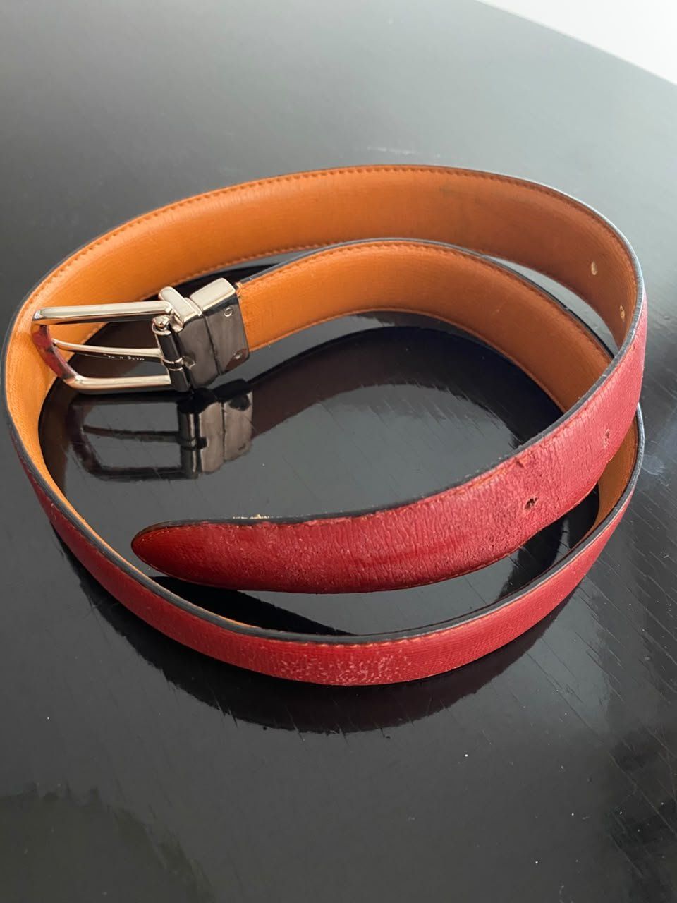 Gürtel: Wendegürtel Leder rot orange silberfarben gebraucht – Gebraucht aus Zumikon von pat_m55d 1