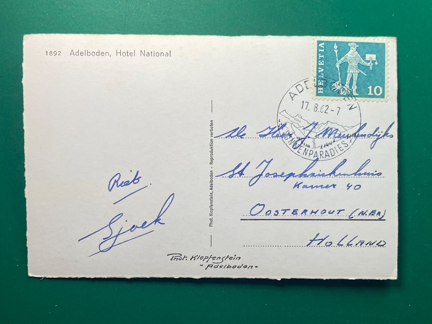 Cartoline postali: Adelboden, Hotel National – Usato da Steg VS venduto da _vinci_ 1