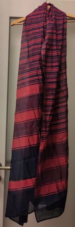 Langes Foulard/Dupatta aus Pakistan, Ethnic (dunkelblau/rot)