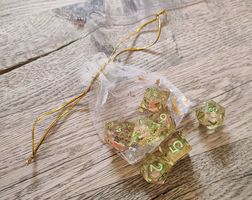 Set dés JDR artisanaux à noyaux liquides, neufs