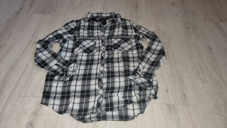 ONLY Damen Flanellhemd Gr. 38 Karomuster schwarz/weiss