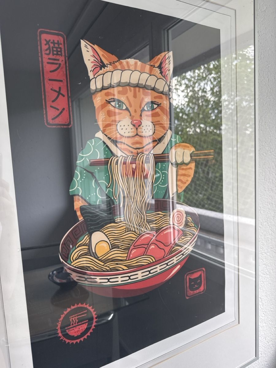 Foto & Immagini: Niedliches Katzenbild: Ramen Katze mit Stäbchen - Deko-Objek – Nuovo (secondo la descrizione) da Worblaufen venduto da Tamarisanja 1