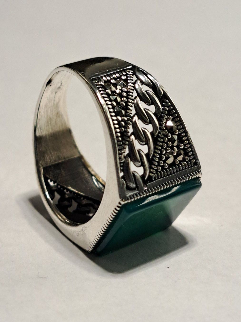 Ringe: 0031 - Bague en argent, Agate vert, taille 58 – Neu und originalverpackt aus Neuchâtel von NIDAVELIR 2
