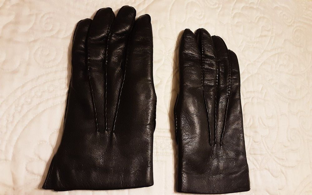 Gants Homme Couture Cuir Noir Doublés – Taille L – Neufs Avec étiquettes