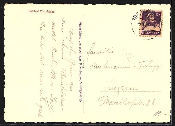 Ansichtskarten: AK Rheinfelden, Hotel Solbad Ochsen – Gebraucht aus Berlin von bartko-reher 1