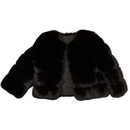 Veste courte en fausse fourrure noire, état comme neuf