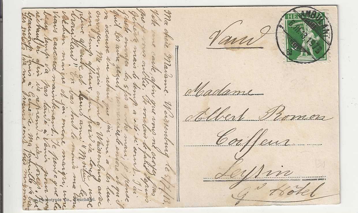 Cartoline postali: Weissenburg, 1915 – Usato da Spiez venduto da Niesen20 1