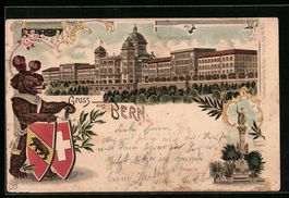 Litho Bern, Bundespalast, Berner Bär mi