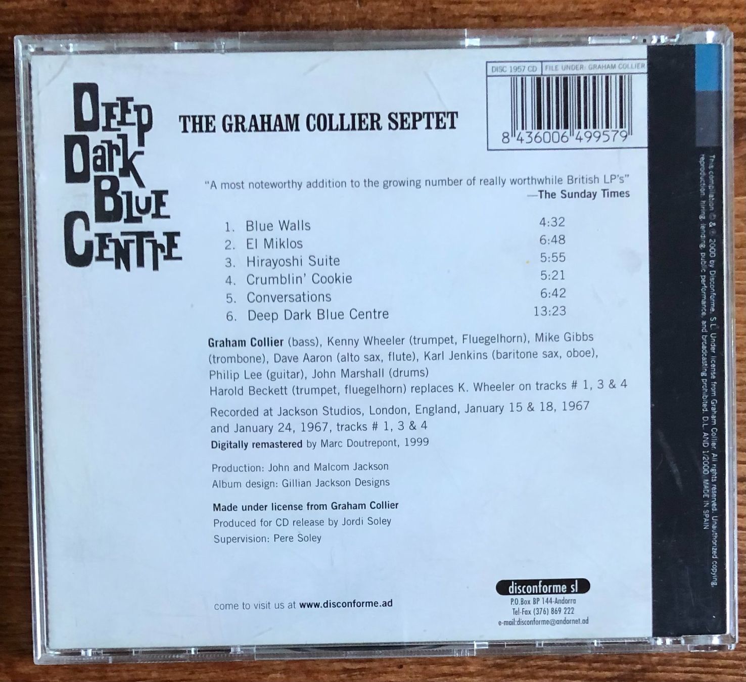 CD: The Graham Collier Septet – Deep Dark Blue Centre CD – Usato da Luzern venduto da Schlafenicht00 1