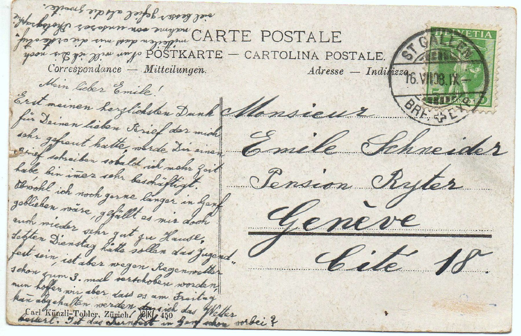 Cartes postales: ST. GALLEN Bahnhof mit Bahn – D'occasion à Jona par philajona 1