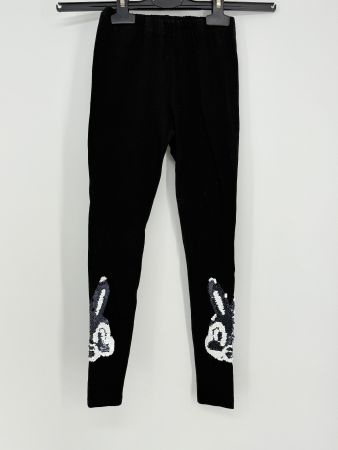 Schwarze Mädchen Leggings mit Hasen Pailletten Gr. 116/122