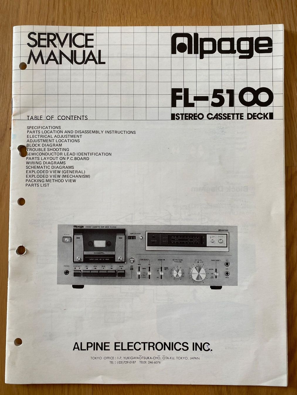 Registratori: Servicemanual ALPAGE FL-5100 Cassetten Deck – Usato da Erlenbach ZH venduto da Leaford