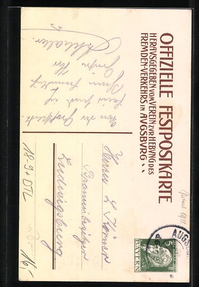 Cancelleria postale: Augsburg, Grossstadtfeier 1911, Ganzsach – Usato da Berlin venduto da bartko-reher 1