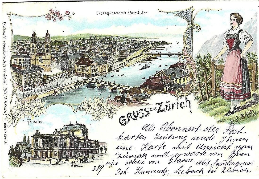 Cartoline postali: Gruss aus Zürich Litho – Usato da Wetzikon ZH venduto da Brulu100