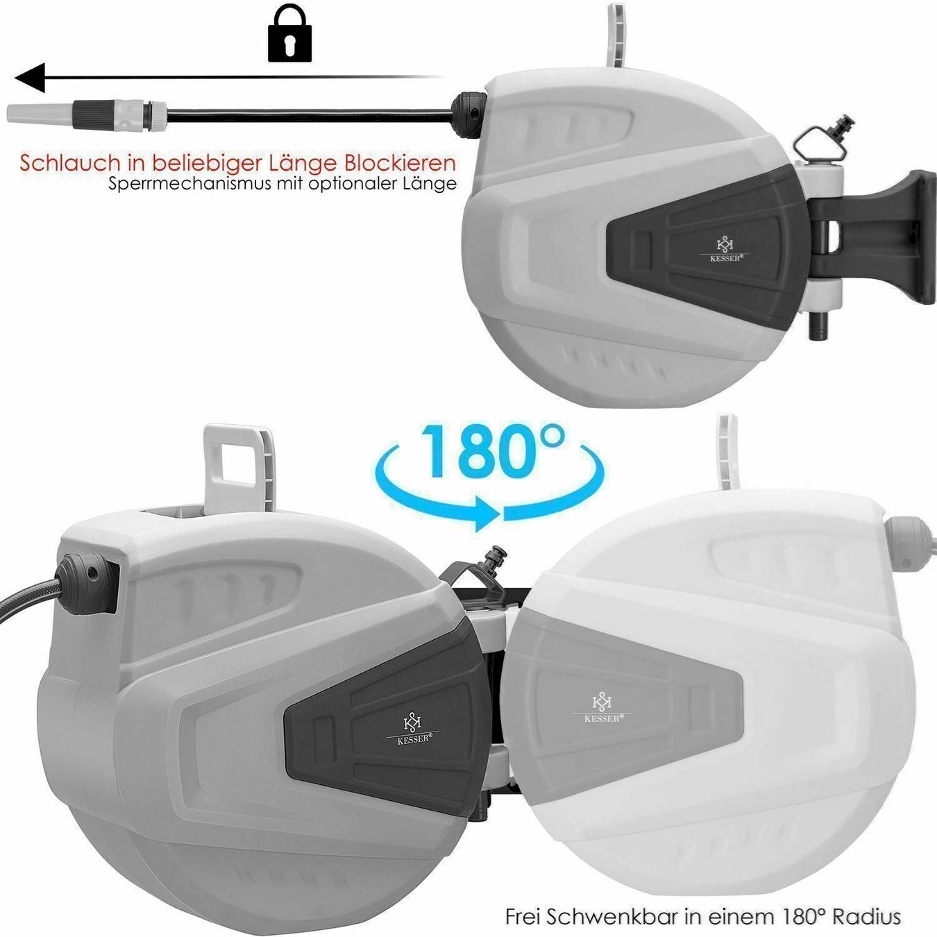 Tuyaux & tubes: KESSER Schlauchaufroller Grau 30 Meter – Neuf avec emballage d'origine à Bottighofen par zaap 2
